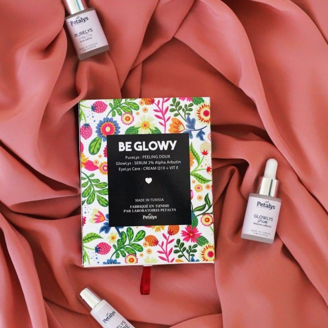 Coffret skincare "BE GLOWY" avec peeling, sérum et crème yeux