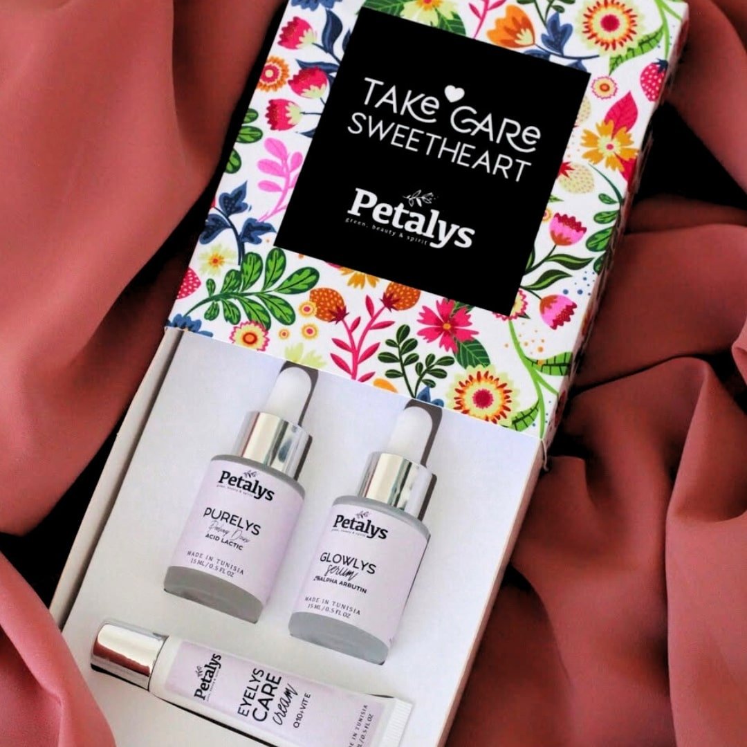 Coffret skincare "BE GLOWY" avec peeling, sérum et crème yeux