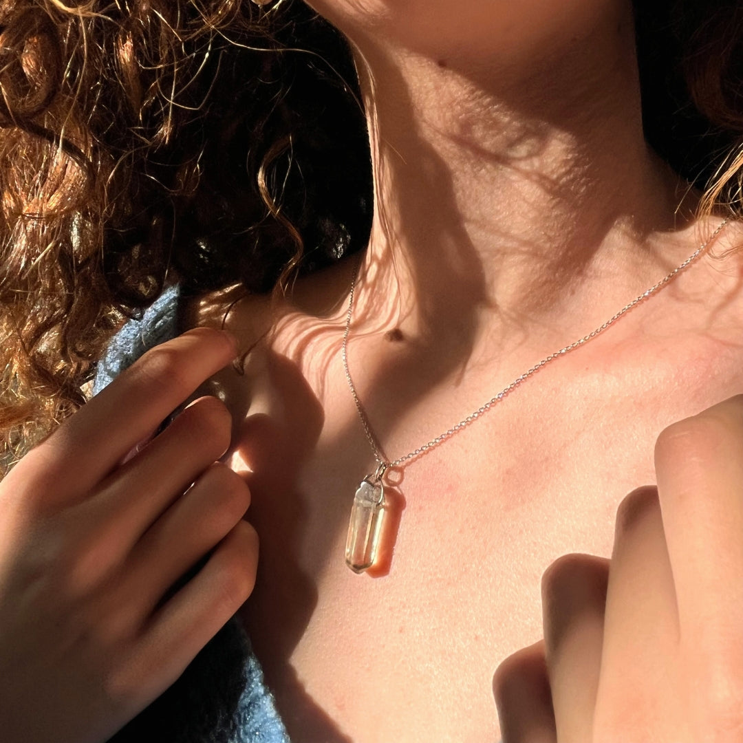 Collier argent 925 avec quartz fumé naturel