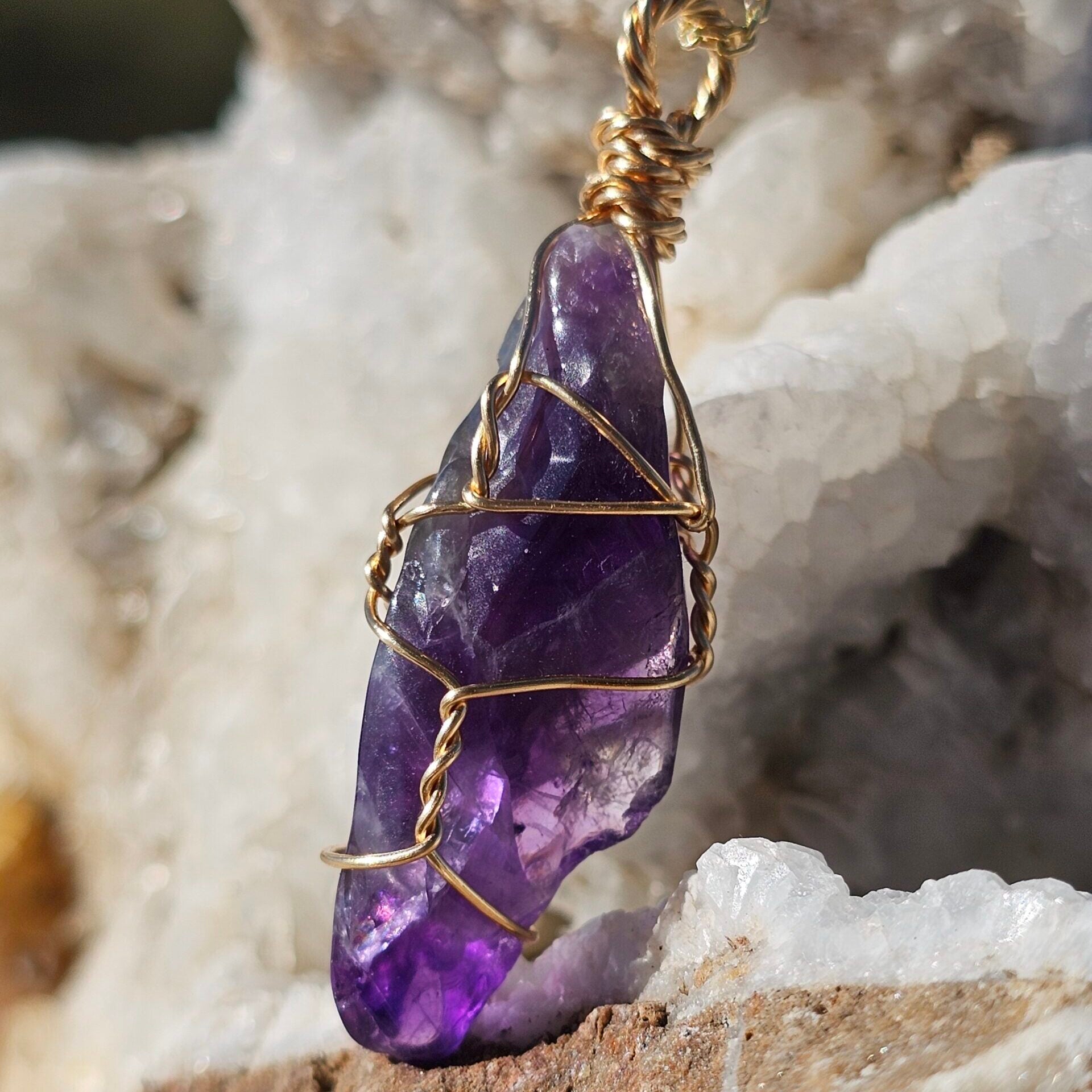 Collier argent 925 avec dent d'Améthyste - Élégance et bien-être