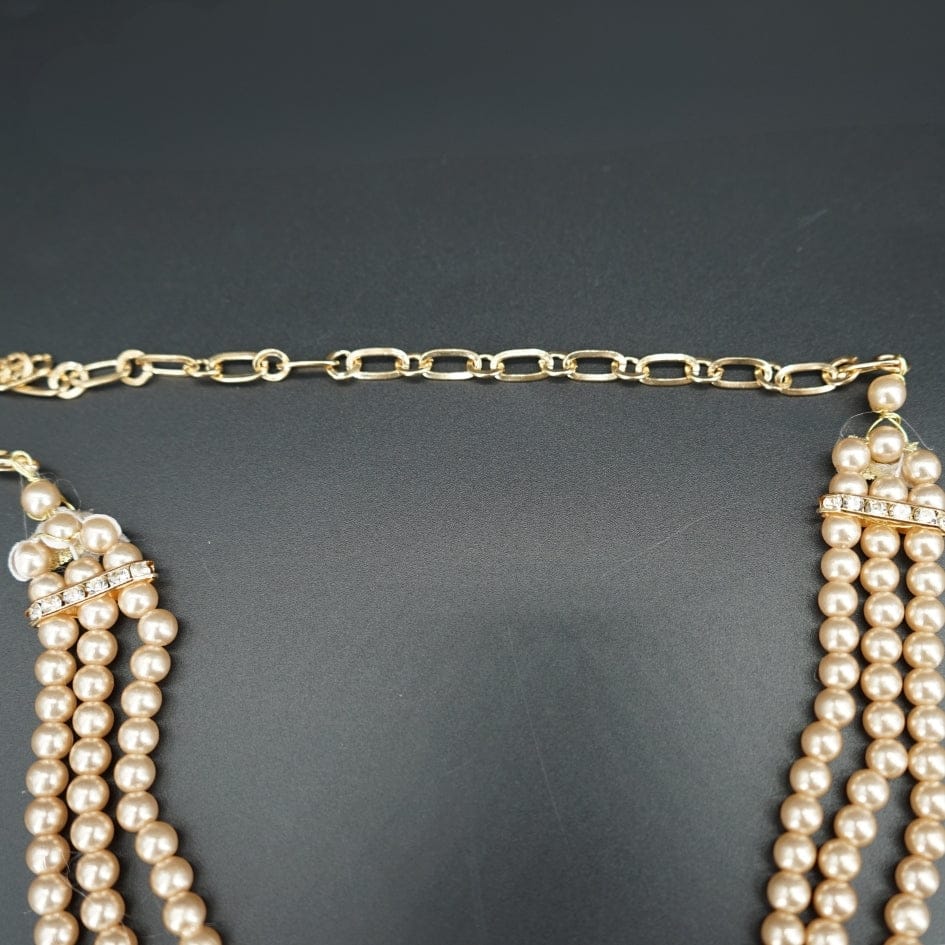 Collier de mariage en perles et strass dorés – Accessoire glamour