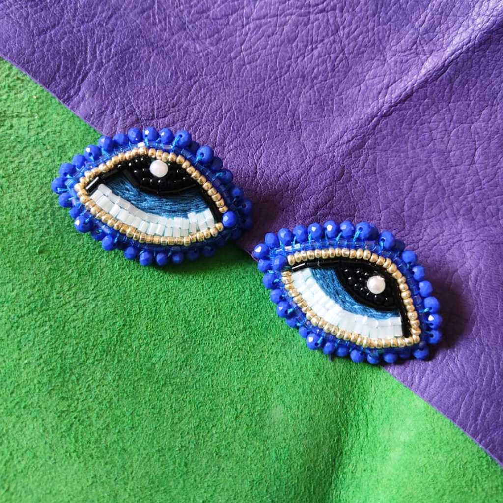Broche Oeil Bleu fait main