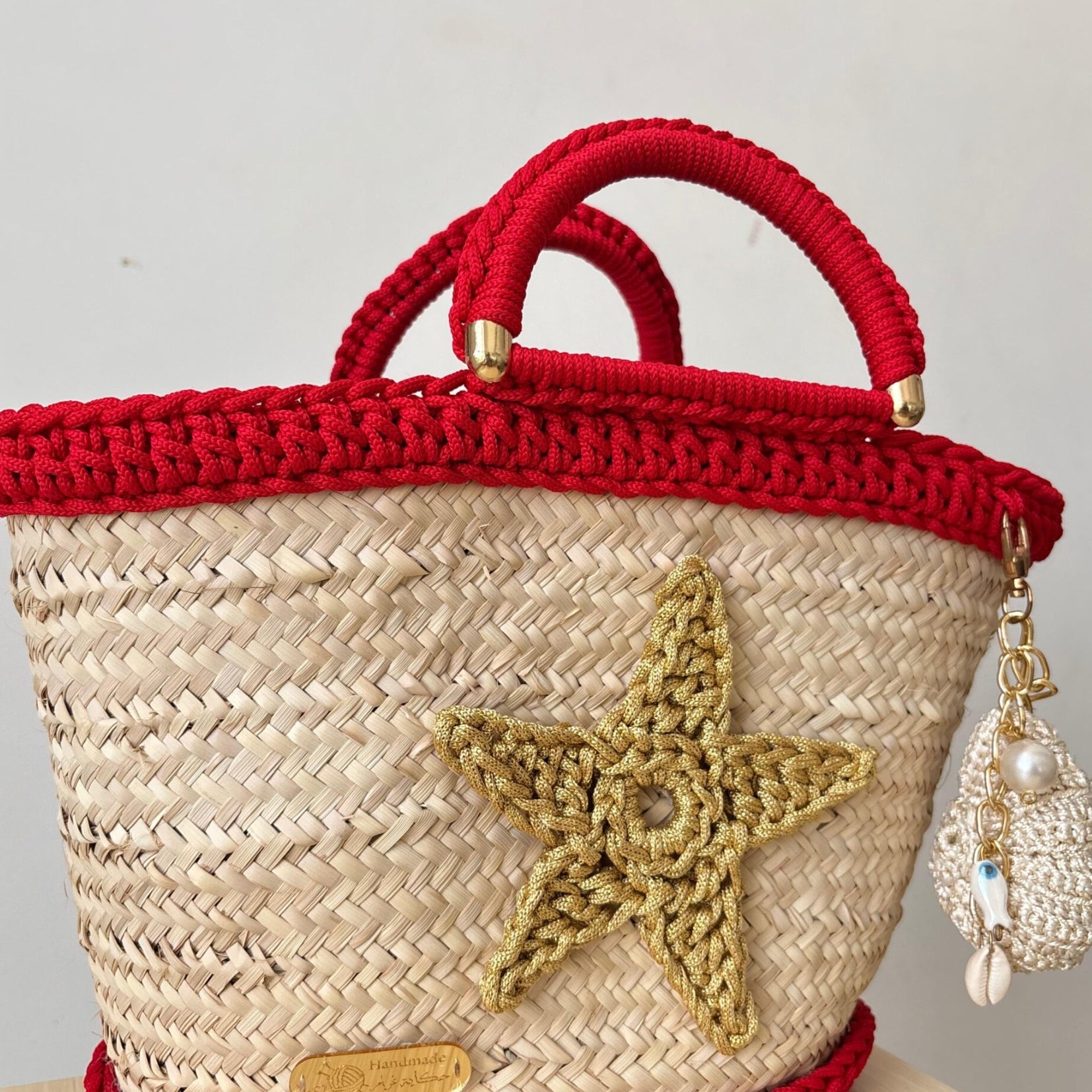 Couffin rouge paille et crochet