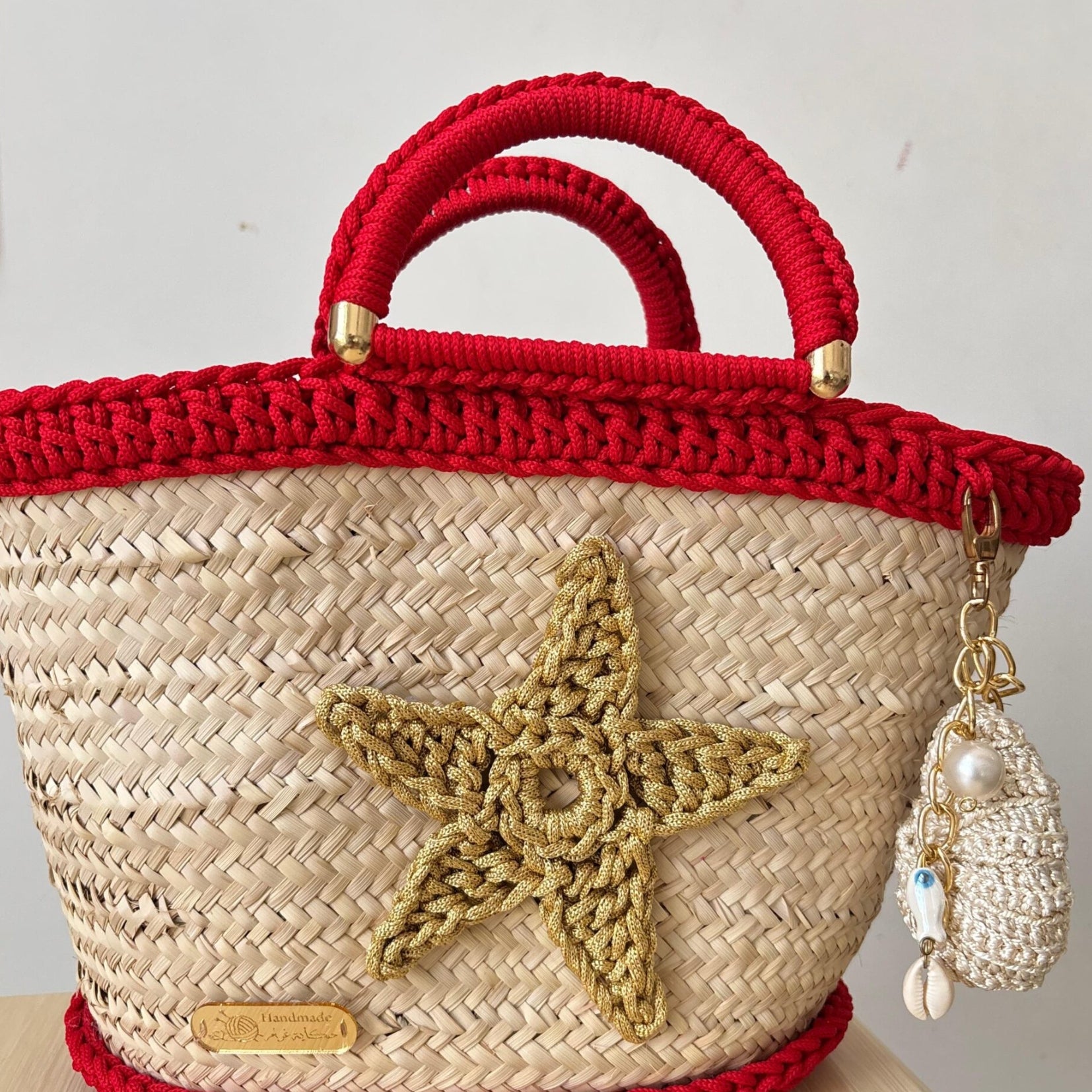 Couffin rouge paille et crochet