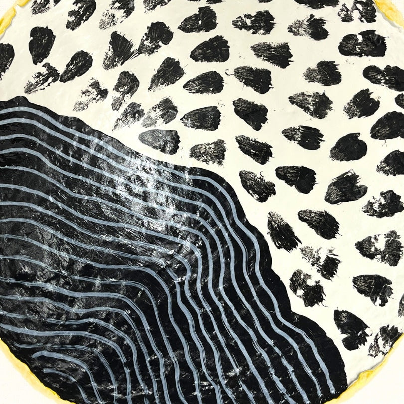 Trio de coupelles murales quadrillées upcyclée en papier mâché et art mixte