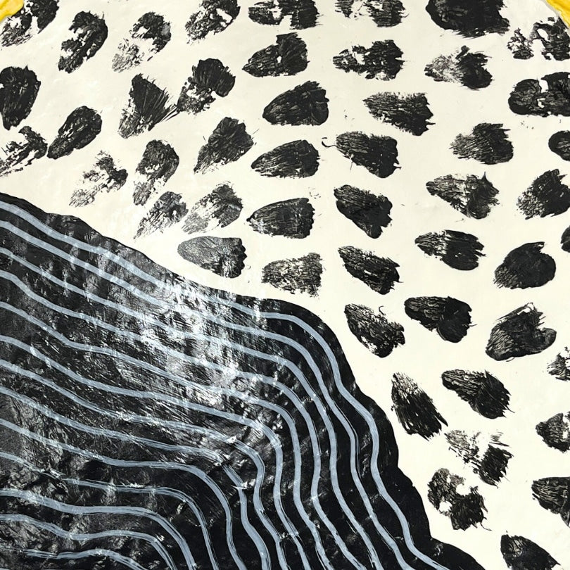 Trio de coupelles murales quadrillées upcyclée en papier mâché et art mixte