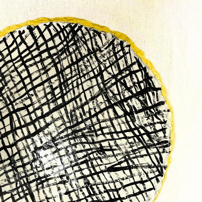 Trio de coupelles murales quadrillées upcyclée en papier mâché et art mixte