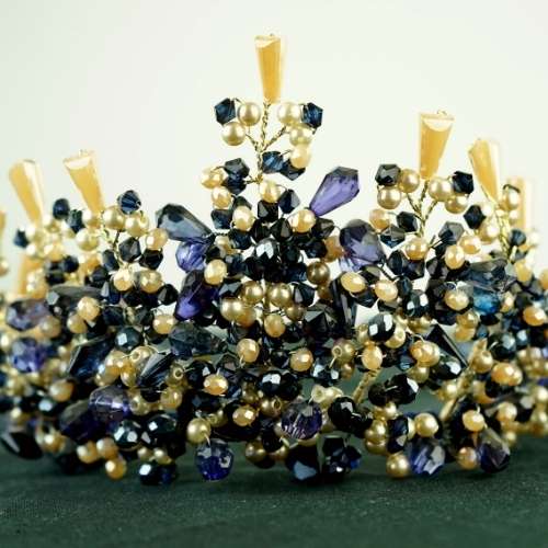 Blue/gold bridal crown, classic model