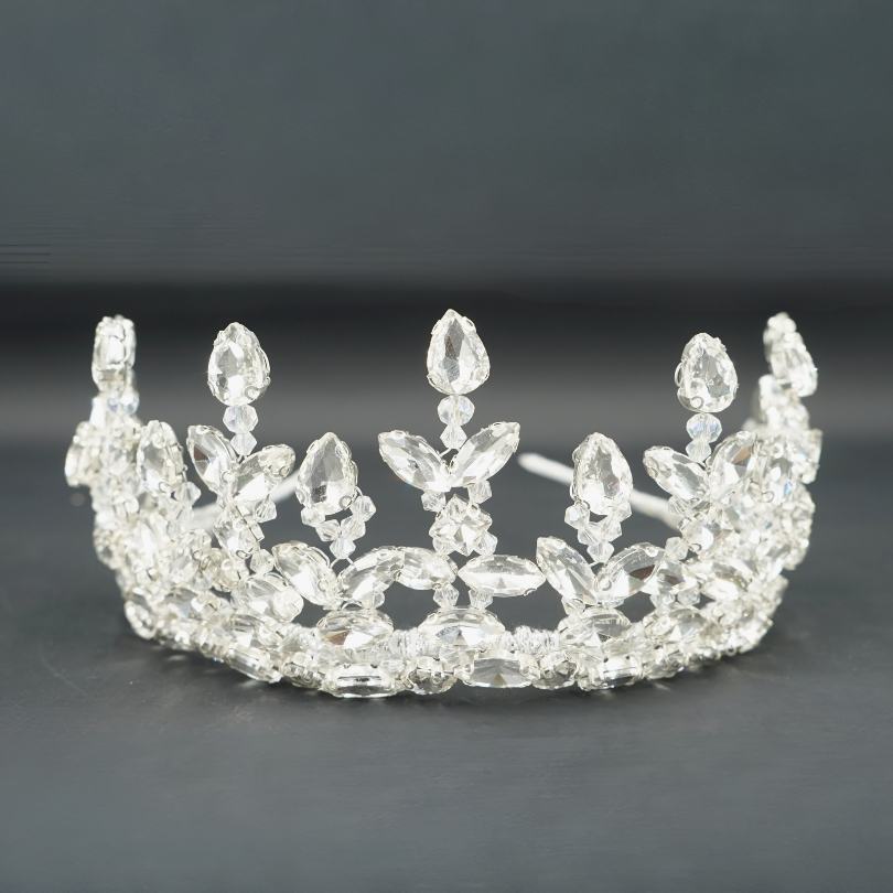White wedding crown, baroque crystal tiara crown, wedding tiara bridal crown, flower girl tiara, prism tiara, tiara for women, white tiara, queen crown