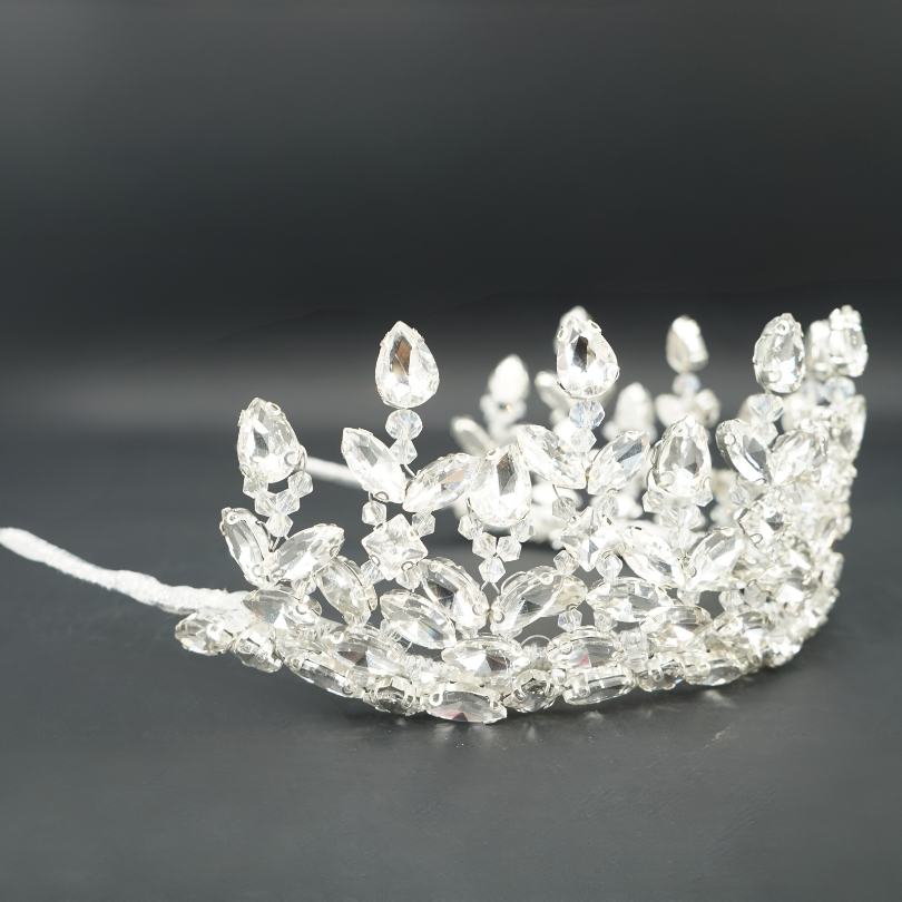 White wedding crown, baroque crystal tiara crown, wedding tiara bridal crown, flower girl tiara, prism tiara, tiara for women, white tiara, queen crown