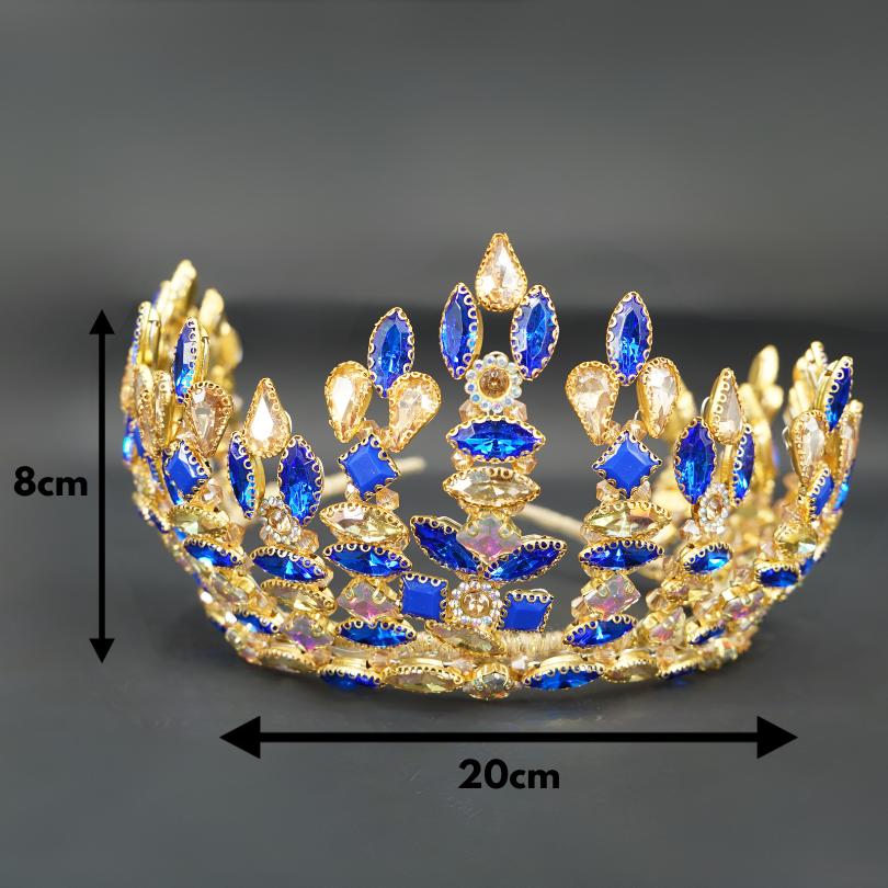 Blue and gold crown, blue tiara, blue crown, blue ring crown, princess crown, prom crown, bride crown, crown, bridal crown, party crown