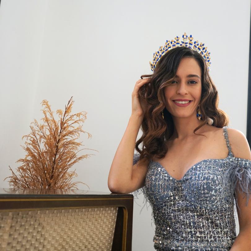 Blue and gold crown, blue tiara, blue crown, blue ring crown, princess crown, prom crown, bride crown, crown, bridal crown, party crown