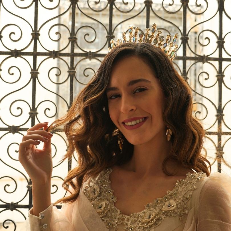 تاج زفاف ذهبي عتيق، تاج زفاف من اللؤلؤ، تاج زفاف من ورق الذهب العتيق، تاج ذهبي مصنوع يدويًا