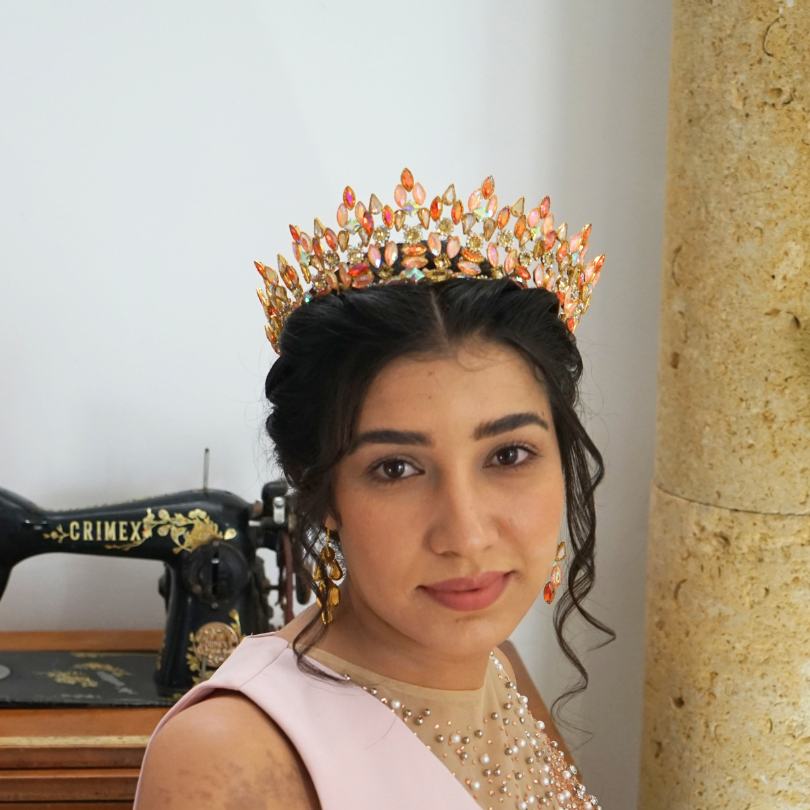 Luxury Handmade Orange Wedding Crown, Crystal Wedding Tiara, Gold and Orange Crown, Dark Rhinestone Tiara Crown, Gothic, Baroque, Princess Bridal
