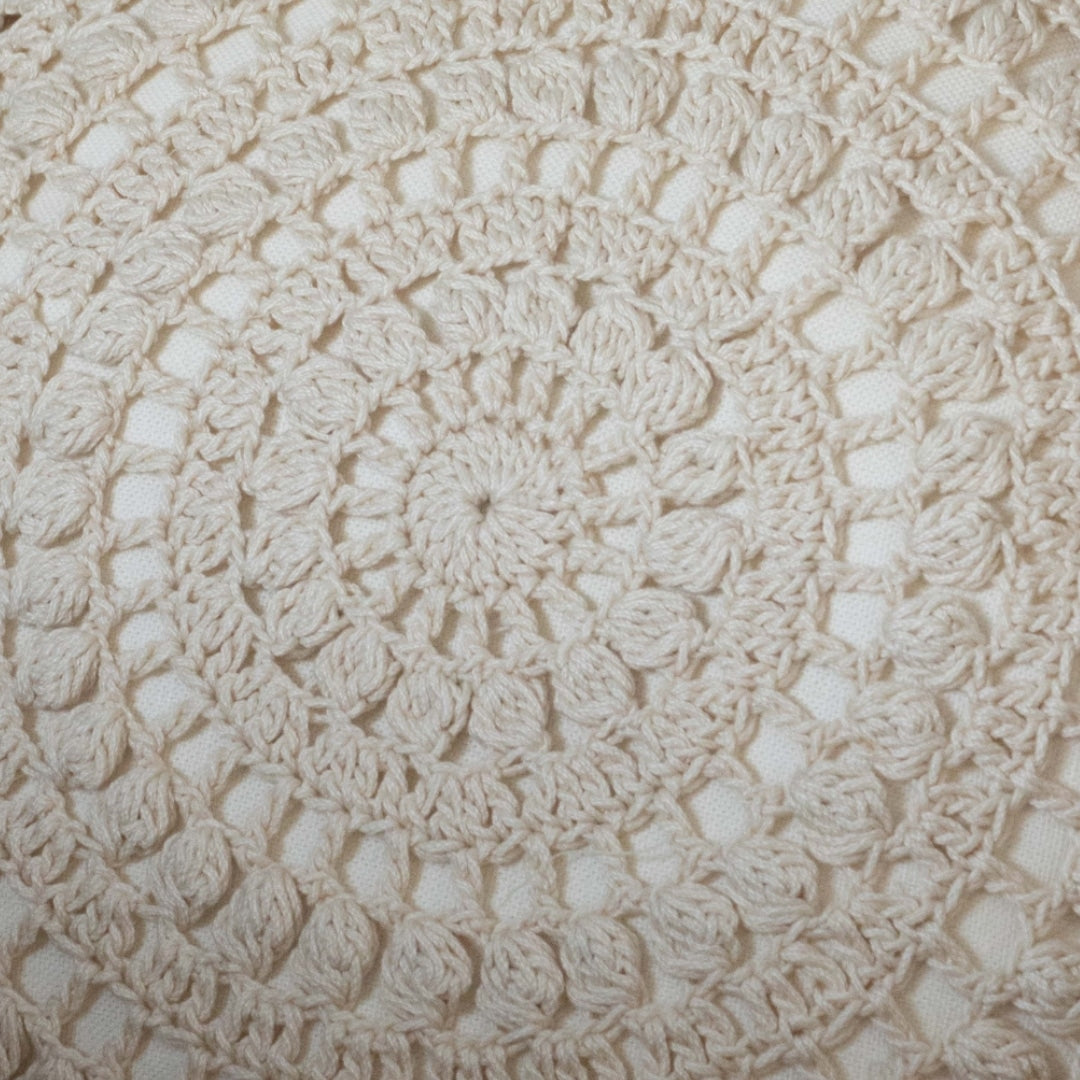 100% handmade round crochet cushion