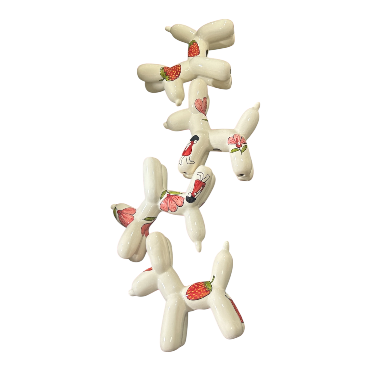 Sculpture Dog à la fraise en céramique (12 cm)