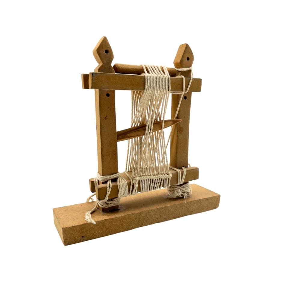 Pièce décoratif, outil de tissage artisanal 16 cm x 14 cm
