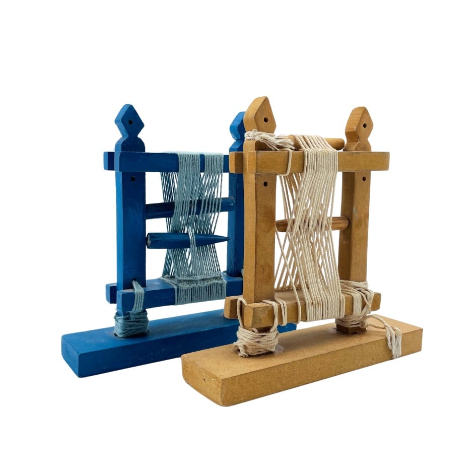 Pièce décoratif, outil de tissage artisanal 16 cm x 14 cm