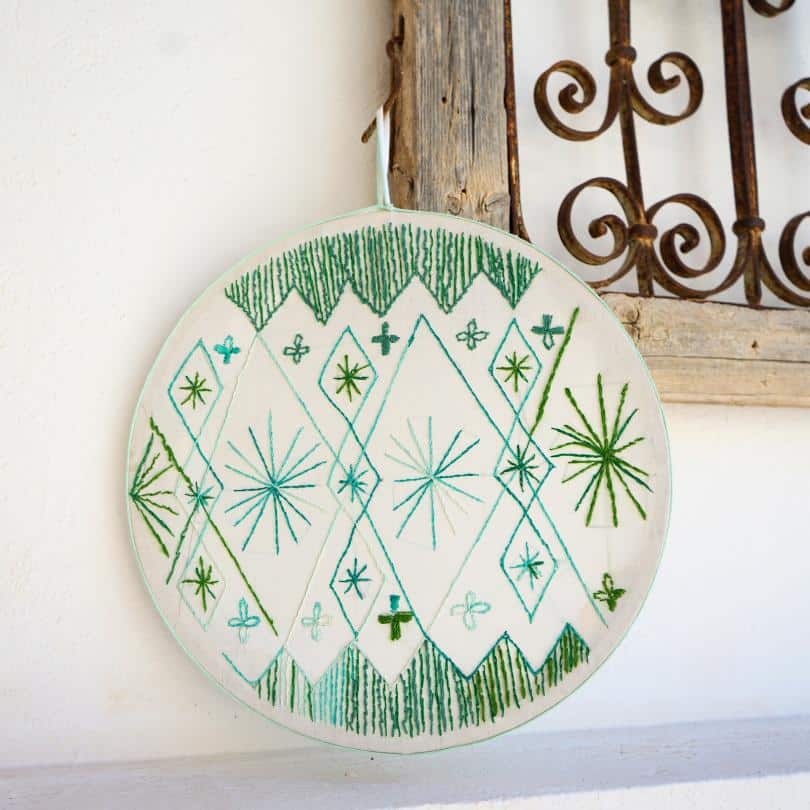 (94)Décoration murale de broderie faite à la main " Verte "