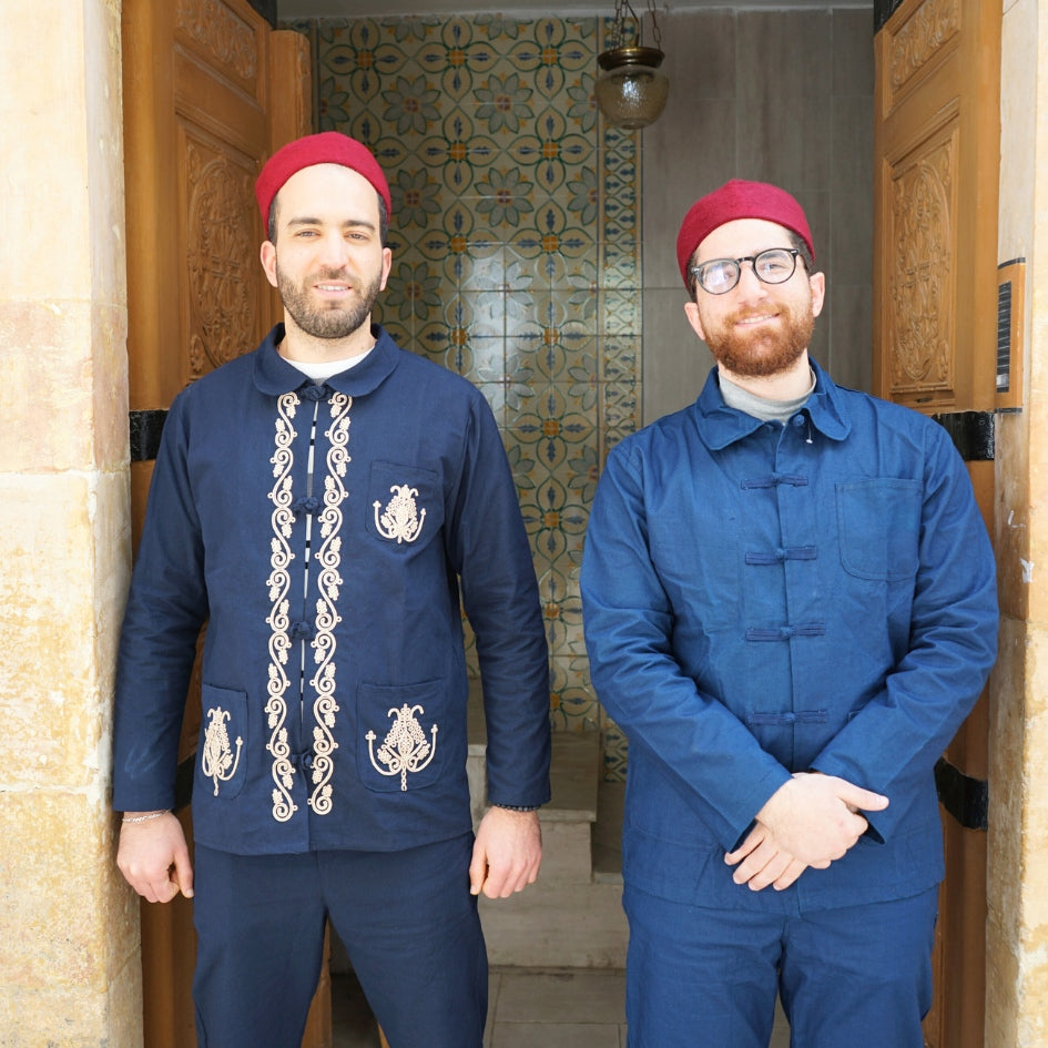Dengri bleu minimaliste pour homme – Vêtement traditionnel tunisien