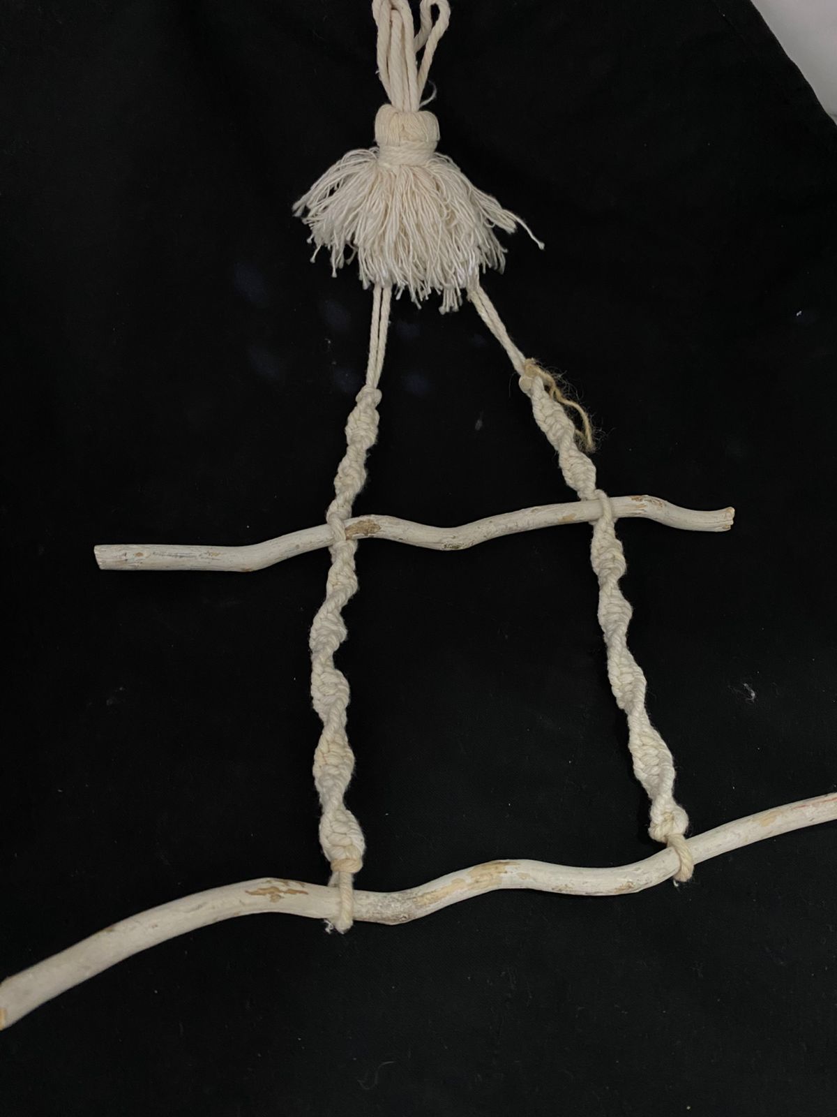Dérouleur papier toilette double en macramé : charme artisanal unique