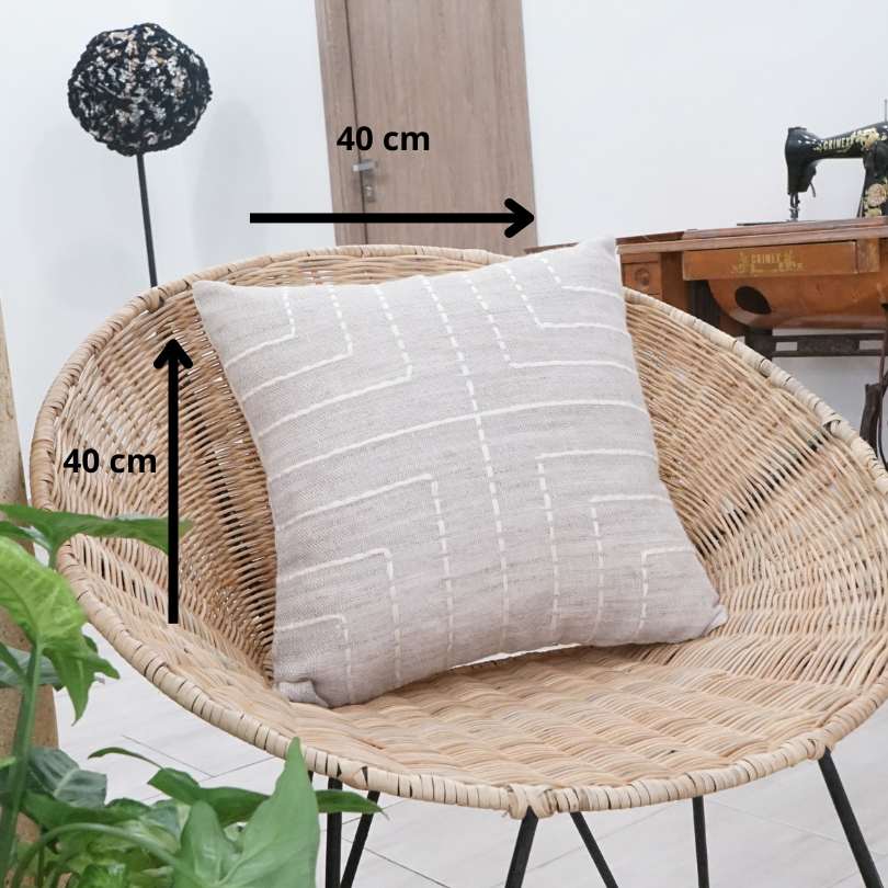 Kamaraya linen cushion cover, handmade linen cover, 100% natural handmade cover, gray cross pattern cover