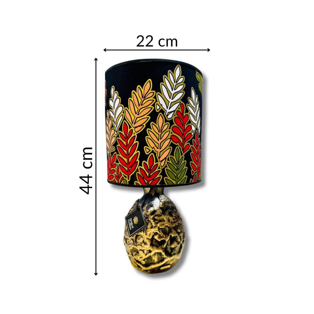 Lunora lampshade – Ethnic design in African wax and ceramic (44 × 22 cm)