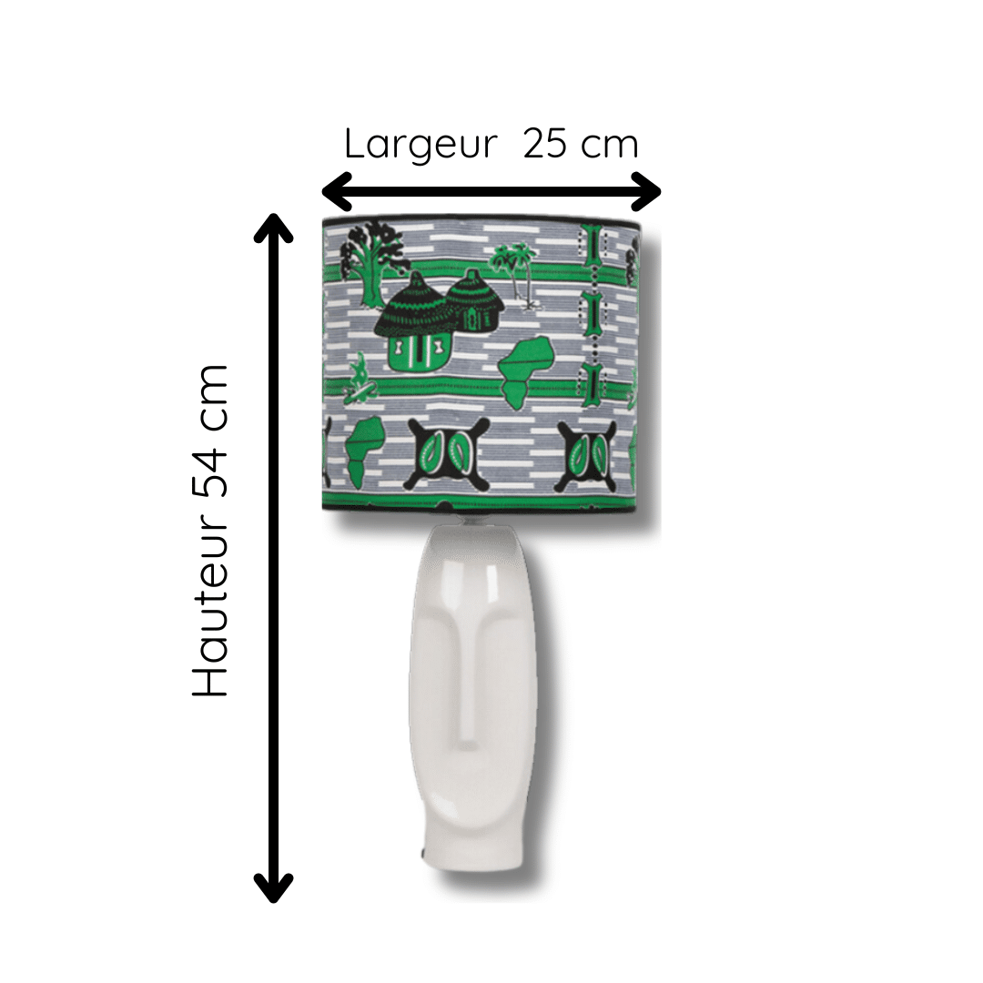 Erylia lampshade – Ethnic design in African wax and ceramic base (54cm × 25cm)