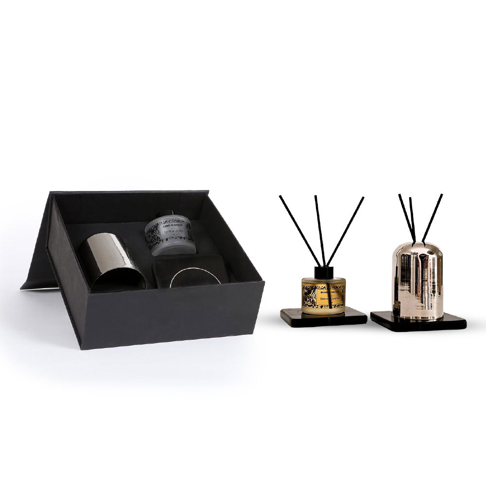 Diffuseur parfumé artisanal – Cuivre & marbre noir – Jasmin ou musc – 120 ml