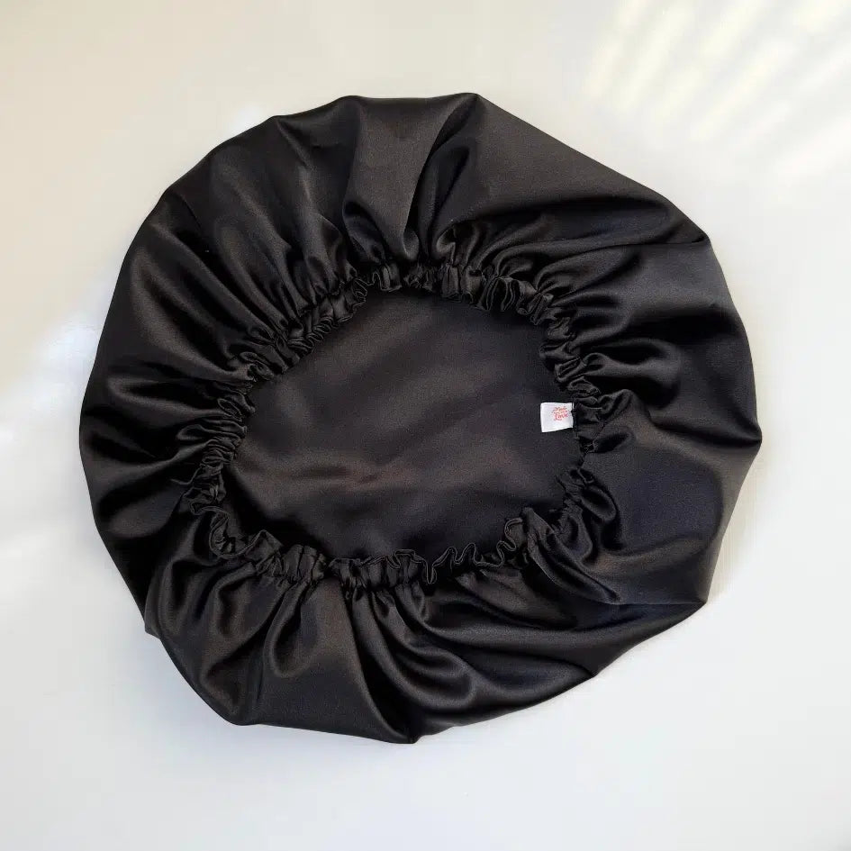 Bonnet Nuit Satin Noir Réversible - Protection Cheveux Superb