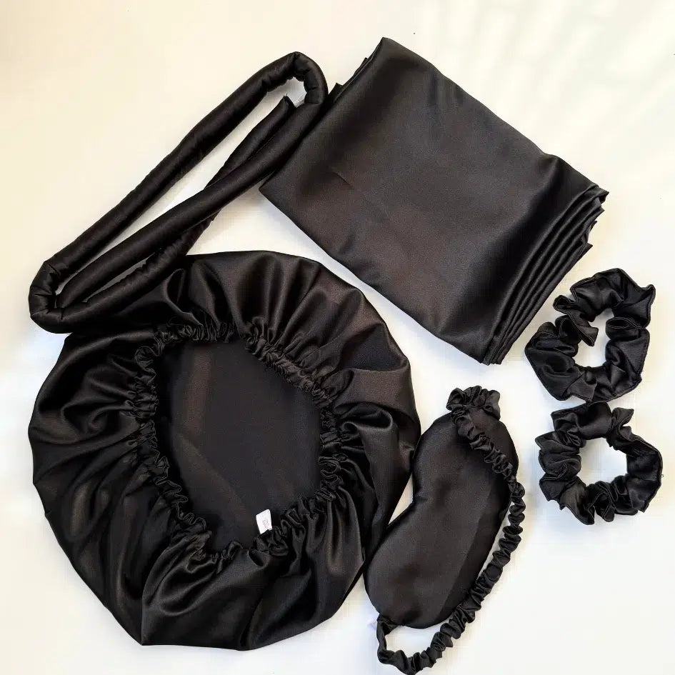 Ensemble Soin Nuit Luxe Satin Noir - Élégance & Confort