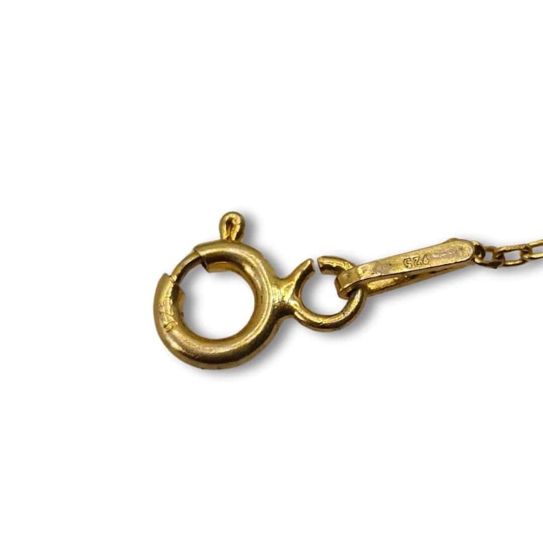 925 silver necklace plated with 18 karat gold and an aquamarine (45 cm)