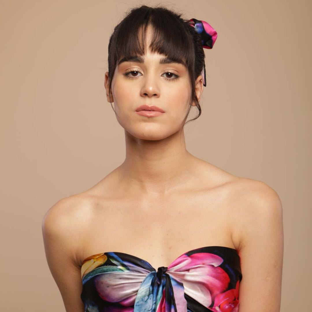 Blue natural silk scarf "From the inception"