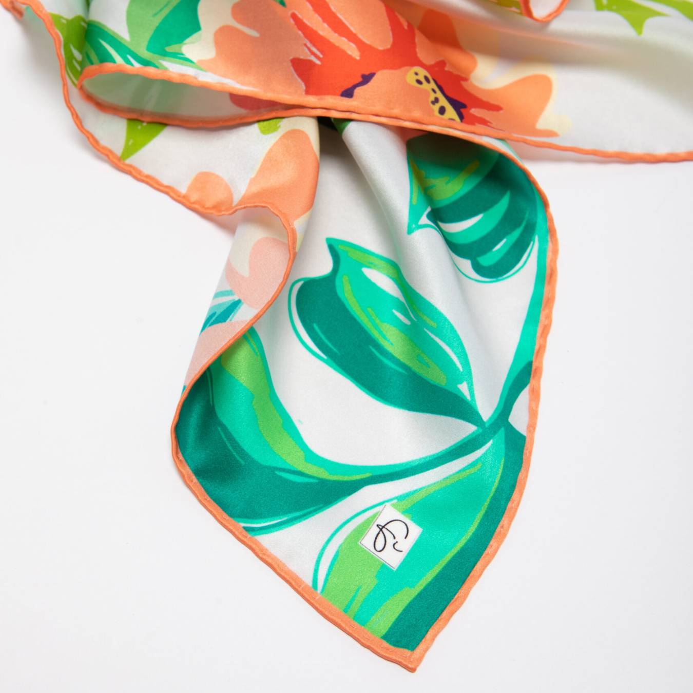 Fairy tales idyll natural silk scarf in orange