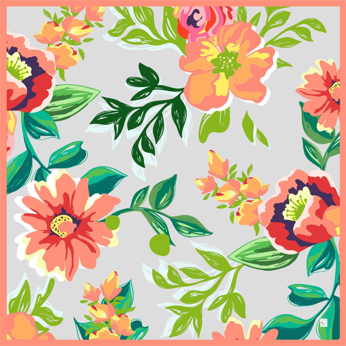 Fairy tales idyll natural silk scarf in orange