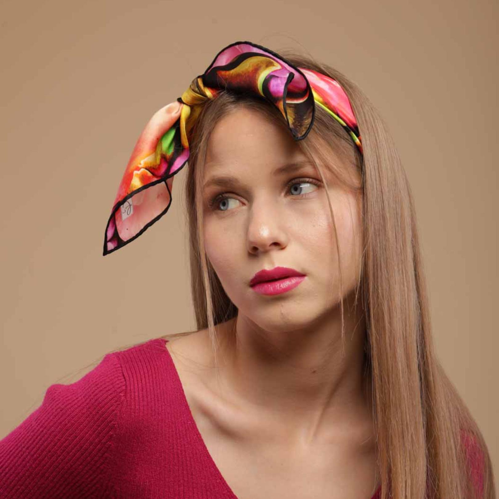 Natural silk scarf in pink "From the inception"