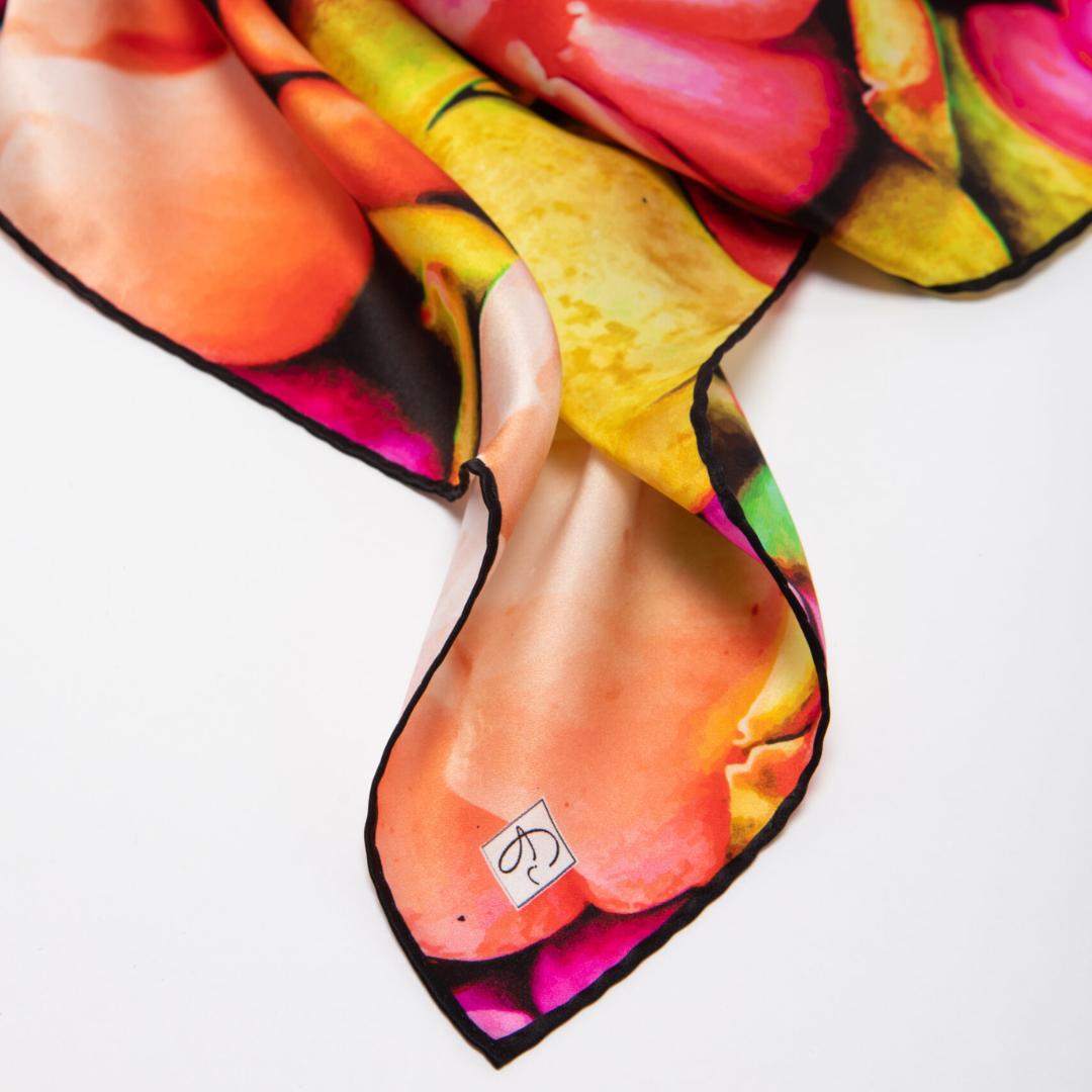 Natural silk scarf in pink "From the inception"