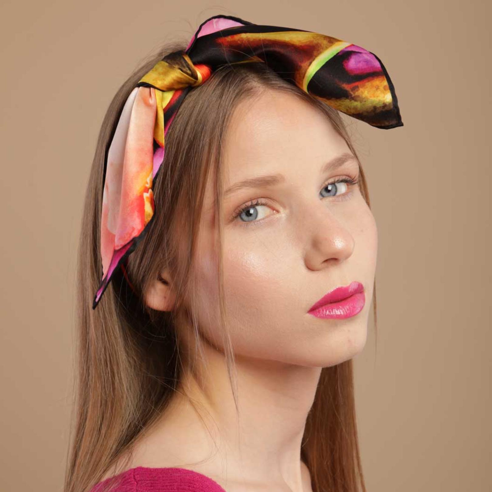 Natural silk scarf in pink "From the inception"