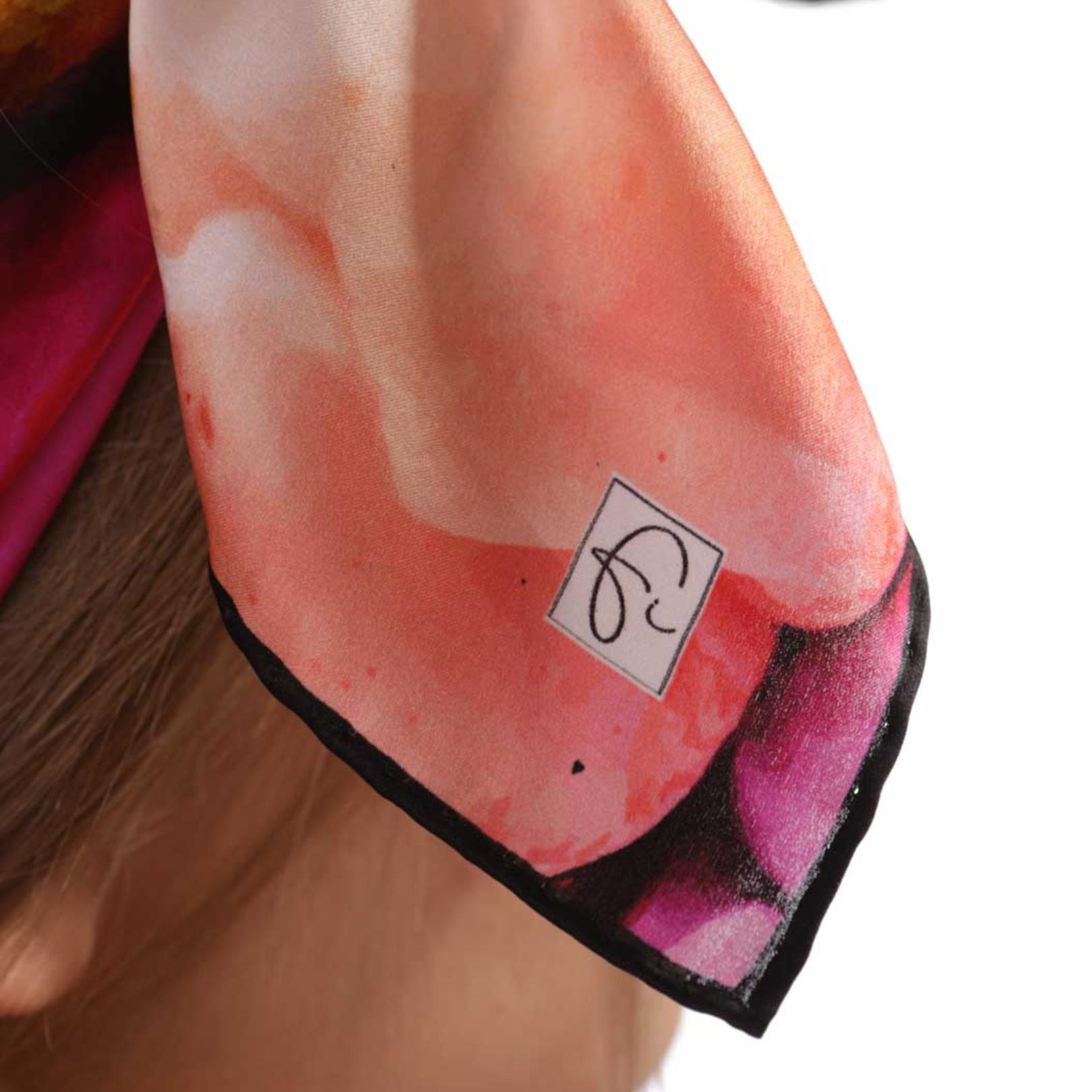 Natural silk scarf in pink "From the inception"