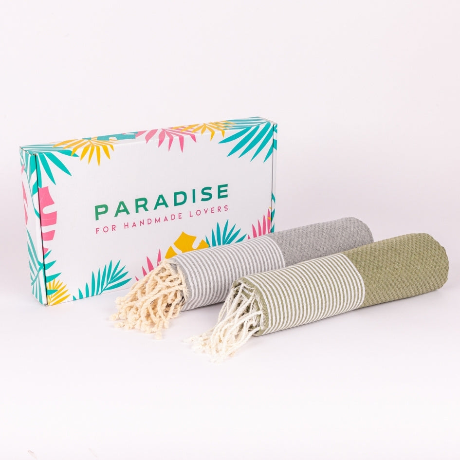 Lot de 2 foutas style Santorin