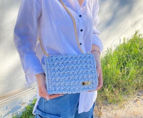 Sac Crochet gris Fait-main