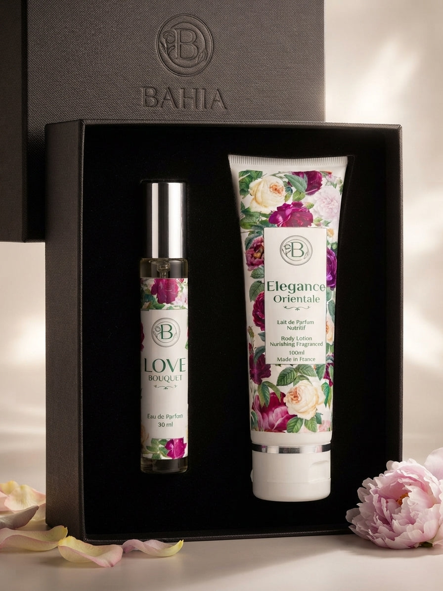 Pack cadeau parfum et lotion hydratante avec notes florales et orientales