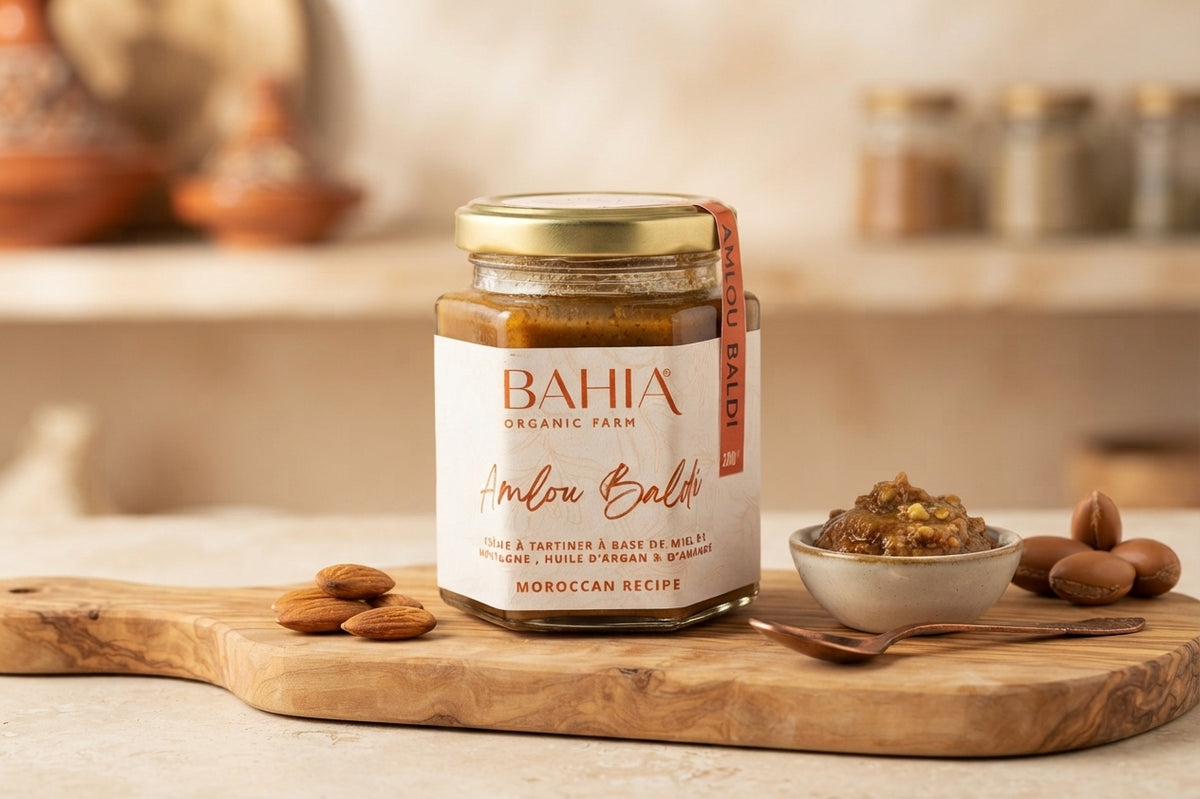Créme à tartiner à base de miel de montage , huile d'argan er d'amande