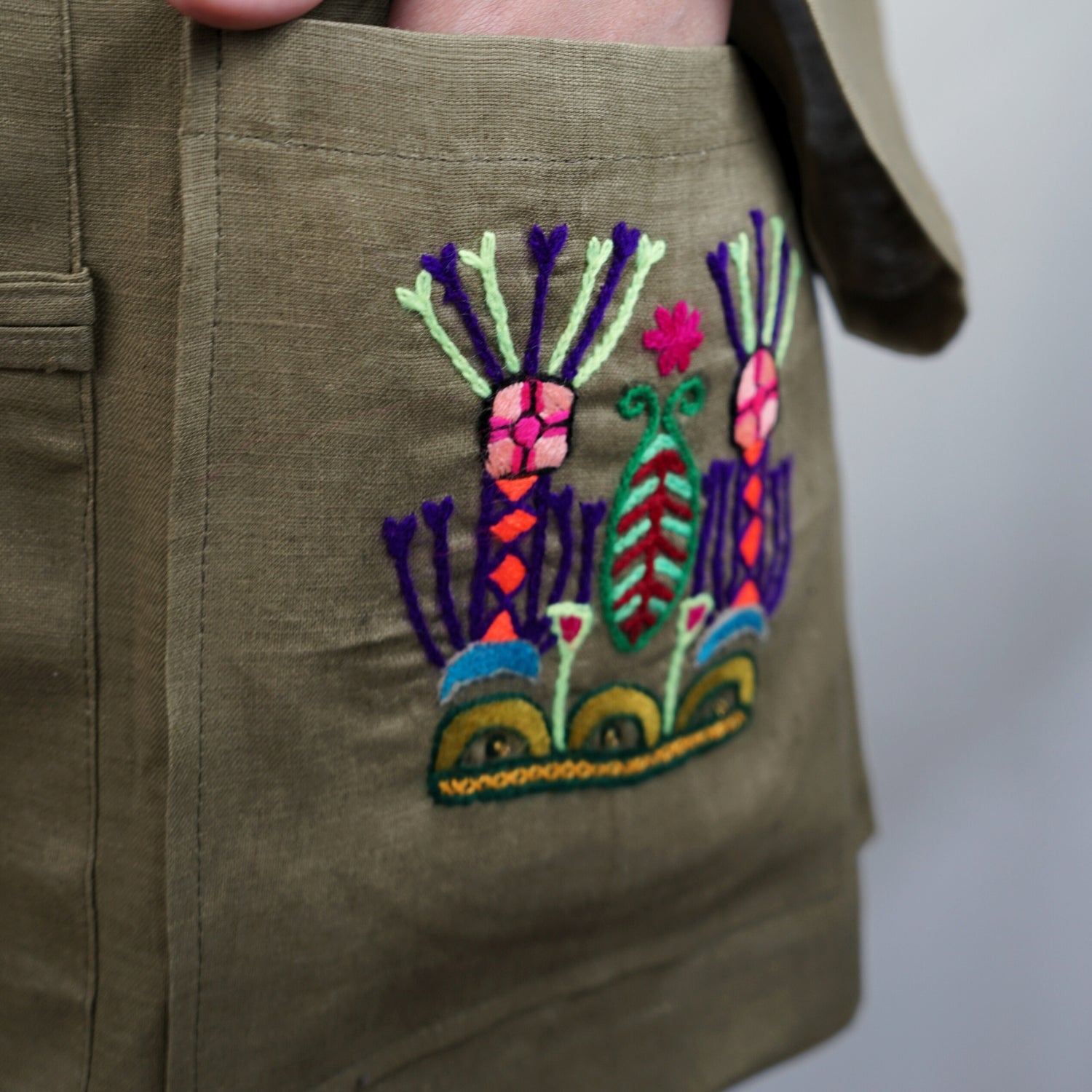 Gilet dengri lin olive Amazigh