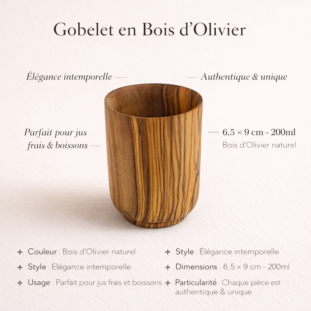 Gobelet Bois d'Olivier Élégance Naturelle pour Vos Boissons