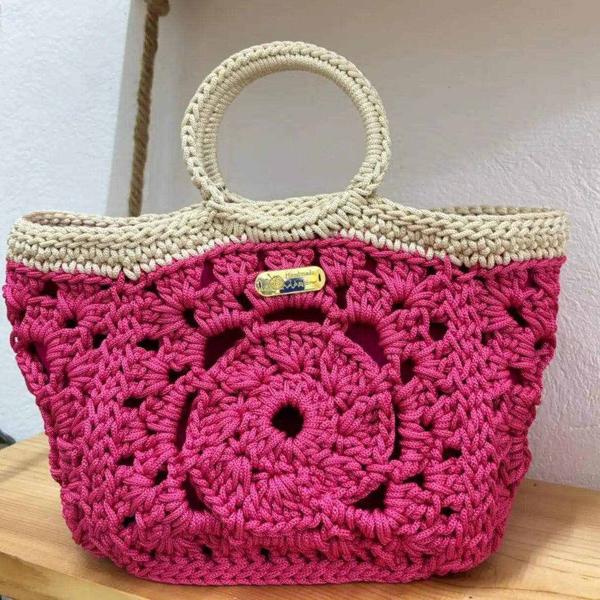 Grand sac rose en crochet