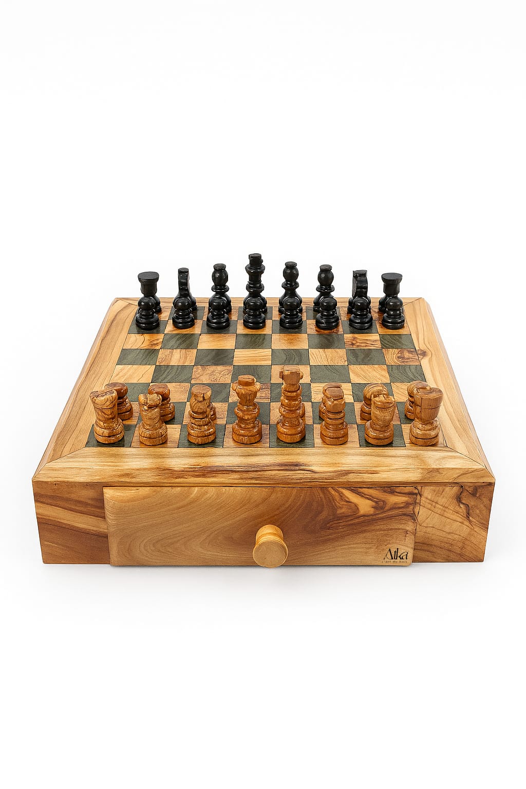 Échiquier en Bois d'Olivier Unique - Artisanat Élégant
