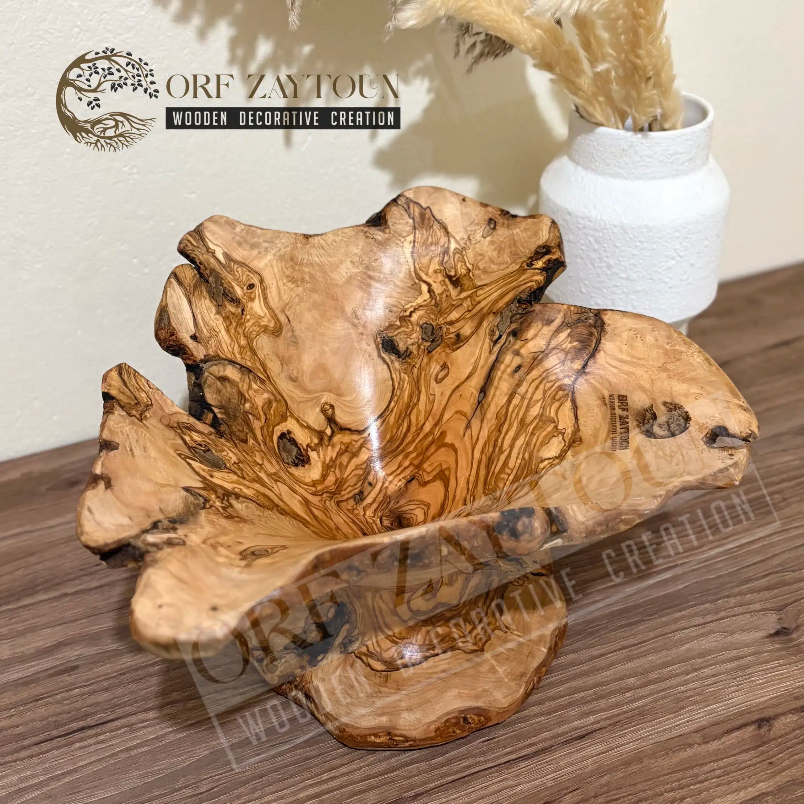 corbeille à fruits élégante en bois d'olivier qualité premium