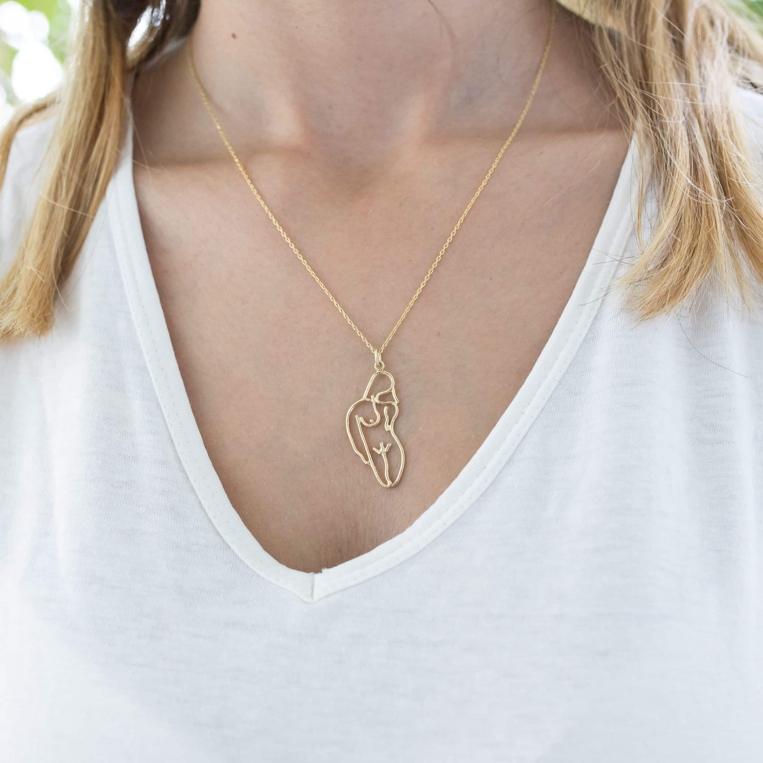 Collier corps féminin fait main en argent 925