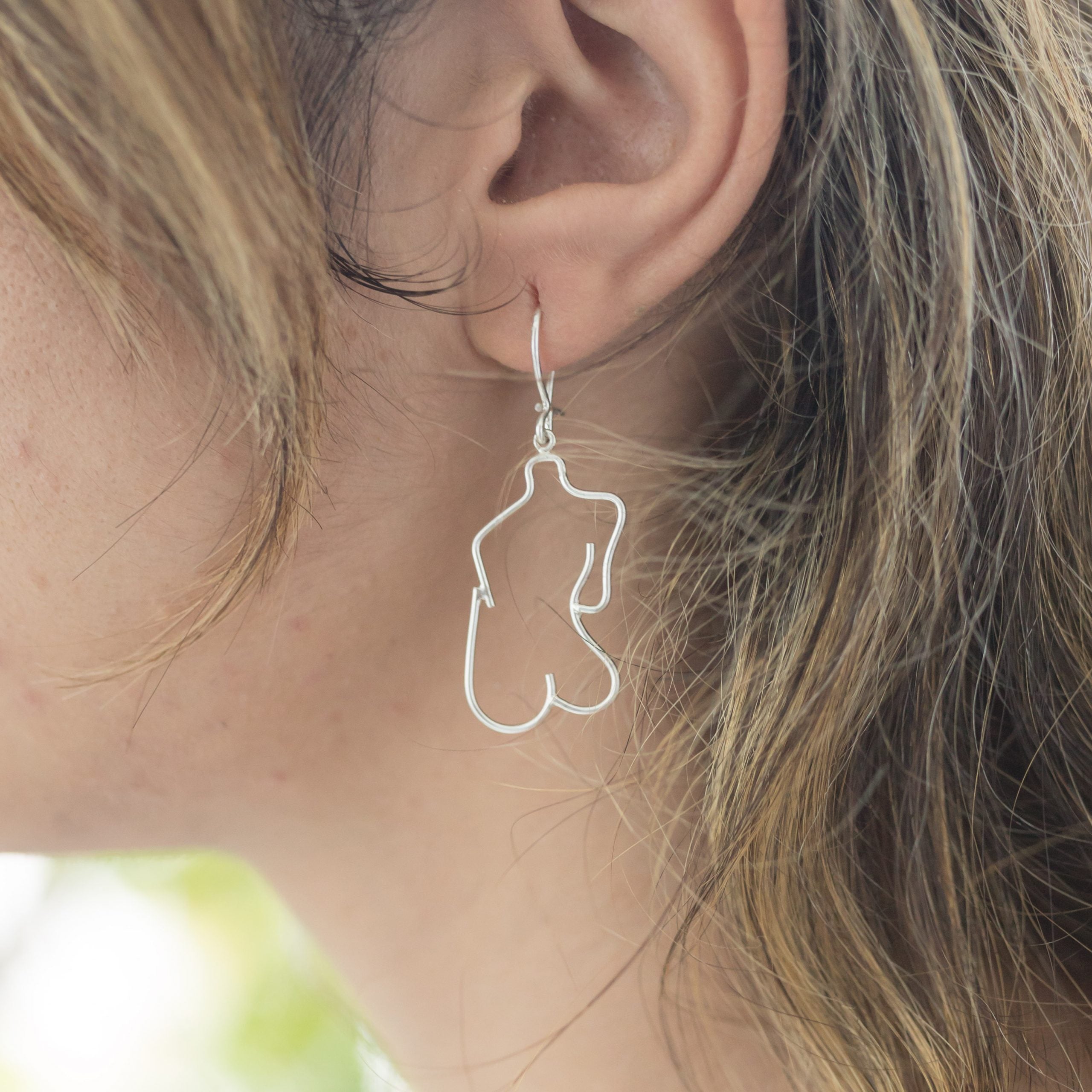 Handmade female body earrings in 900 silver